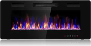 SlickBlue 42 Inch Recessed Ultra Thin Electric Fireplace with Timer