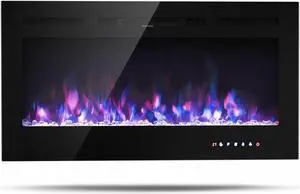 SlickBlue 40-Inch Electric Fireplace Recessed with Thermostat