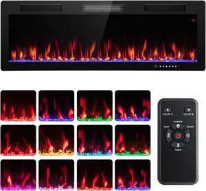 SlickBlue Electric Fireplace Recessed and Wall Mounted for 2' x 6' Stud-50 inches