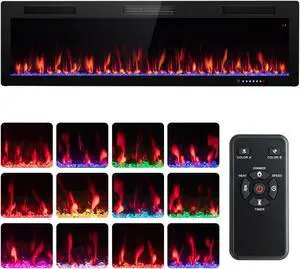 SlickBlue Electric Fireplace Recessed and Wall Mounted for 2' x 6' Stud-60 inches