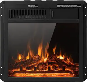 SlickBlue 18 Inch Electric Fireplace Insert with 7-Level Adjustable Flame Brightness