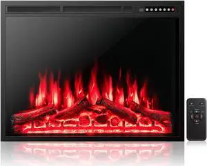 SlickBlue 34 Inch Electric Fireplace Recessed with Adjustable Flames