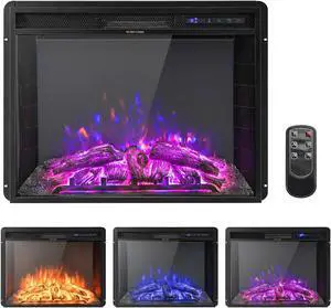 SlickBlue 26 Inch Recessed Electric Fireplace with Adjustable Flame Brightness