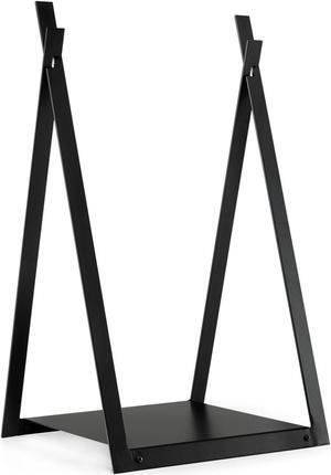 SlickBlue Triangle Firewood Rack with Raised Base for Fireplace Fire Pit-Black