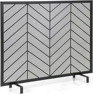 SlickBlue 38 x 31 Inch Single Panel Fireplace Screen-Golden