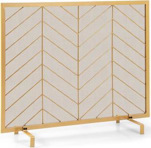 SlickBlue 38 x 31 Inch Single Panel Fireplace Screen-Golden