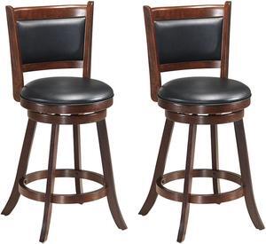 SlickBlue 2 Pieces 24 Inches Swivel Counter Stool Dining Chair Upholstered Seat
