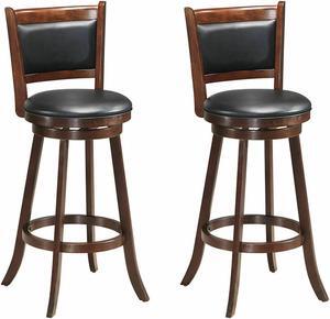 SlickBlue Set of 2 29 Inch Swivel Bar Height Stool Wood Dining Chair Barstool