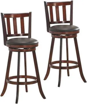 SlickBlue 2 Pieces 360 Degree Swivel Wooden Counter Height Bar Stool Set with Cushioned Seat-31 inches