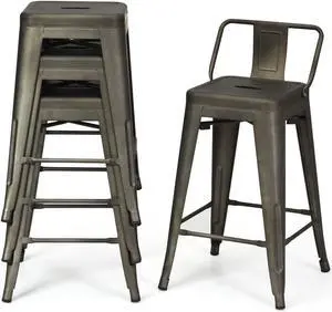 24" Set of 4 Cafe Side Chairs with Rubber Feet and Removable Back