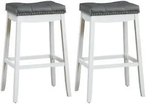 SlickBlue 29"Set of 2 Nailhead Saddle Bar Stools