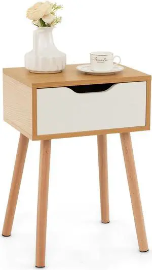 SlickBlue Modern Nightstand with Storage Drawer for Bedroom Living Room-1 Piece