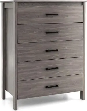SlickBlue Modern 5-Drawer Multipurpose Chest Dresser with Metal Handles-Grey