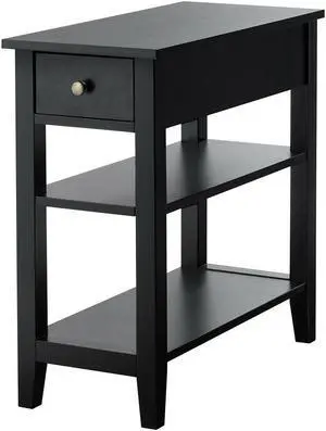 SlickBlue 3-Tier Nightstand Bedside Table Sofa Side with Double Shelves Drawer