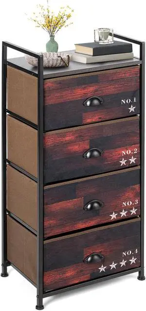 SlickBlue Industrial 4 Fabric Drawers Storage Dresser with Fabric Drawers and Steel Frame