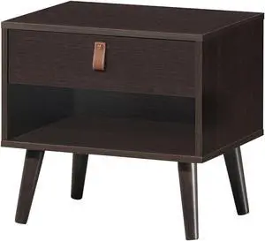 SlickBlue Nightstand Bedroom Table with Drawer Storage Shelf-Brown