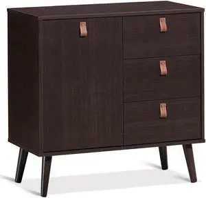 SlickBlue 3-drawer Sideboard Storage Display Cabinet-Brown