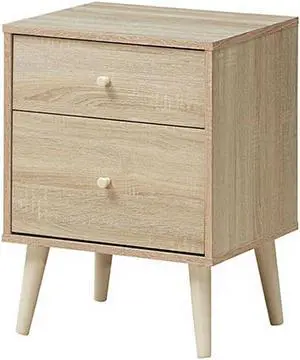 SlickBlue 2-Drawer Nightstand Beside End Side Table with Rubber Legs