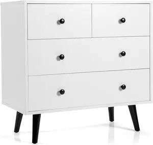 SlickBlue 4 Drawers Dresser Chest of Drawers Free Standing Sideboard Cabinet-White