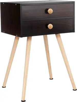 SlickBlue Mid Century Modern 2 Drawers Nightstand in Natural