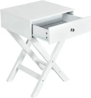 SlickBlue Modern X-Shaped Nightstand with Drawer for Living Room Bedroom