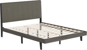 SlickBlue Queen Size Upholstered Bed Frame with Tufted Headboard
