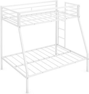 SlickBlue Twin-Over-Full Bunk Bed with Safety Rail and Ladder for Kids-White