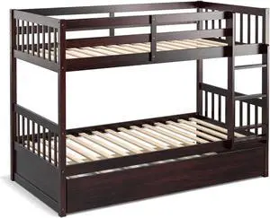SlickBlue Twin Over Twin Bunk Bed with Pull-out Trundle and Ladder