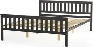 SlickBlue Twin/Full/Queen Size Wood Platform Bed with Headboard