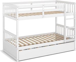 SlickBlue Twin Over Twin Bunk Bed with Pull-out Trundle and Ladder