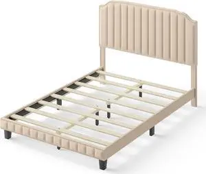 SlickBlue Heavy Duty Upholstered Bed Frame with Rivet Headboard