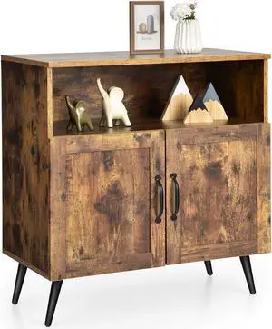 SlickBlue Mid-century Wooden Storage Cabinet Wine Glass Holders