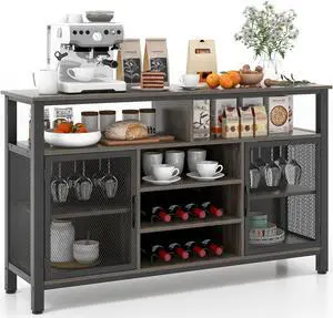 SlickBlue 55-Inch Buffet Sideboard with 8-Bottle Wine Racks and Wine Glass Holders