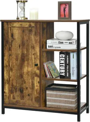 SlickBlue Multipurpose Freestanding Storage Cabinet with 3 Open Shelves and Doors