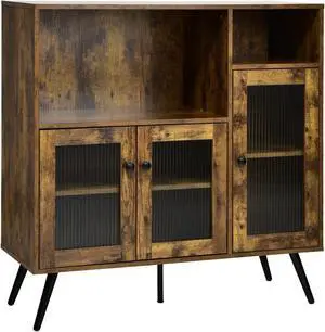 SlickBlue Buffet Kitchen Storage Cupboard with Glass Door and Adjustable Shelves