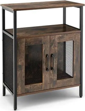 SlickBlue Industrial Sideboard Buffet Cabinet with Removable Wine Rack
