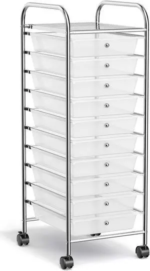 SlickBlue 10 Drawer Rolling Storage Cart Organizer with 4 Universal Casters