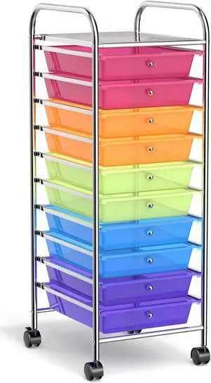 SlickBlue 10 Drawer Rolling Storage Cart Organizer with 4 Universal Casters