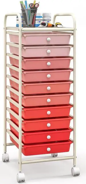 SlickBlue 10 Drawer Rolling Storage Cart Organizer with 4 Universal Casters