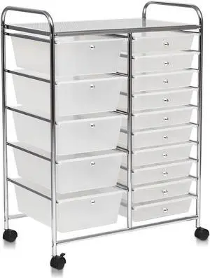SlickBlue 15-Drawer Utility Rolling Organizer Cart Multi-Use Storage