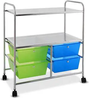 SlickBlue 4 Drawers Shelves Rolling Storage Cart Rack