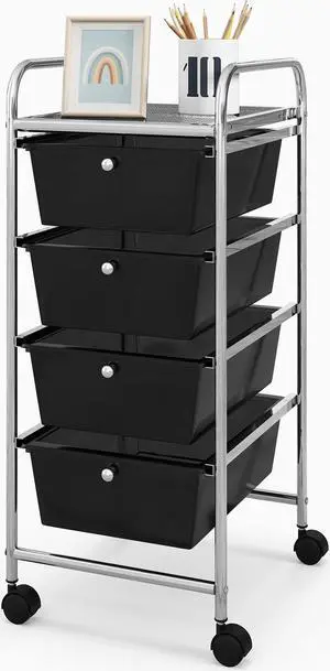 SlickBlue 4-Drawer Cart Storage Bin Organizer Rolling with Plastic Drawers