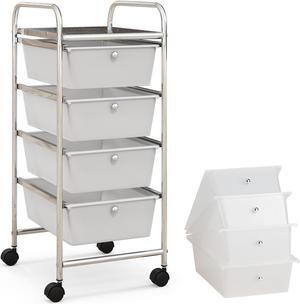 SlickBlue 4-Drawer Cart Storage Bin Organizer Rolling with Plastic Drawers