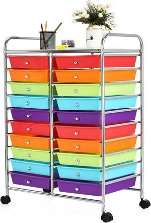 SlickBlue 20 Drawers Storage Rolling Cart Studio Organizer