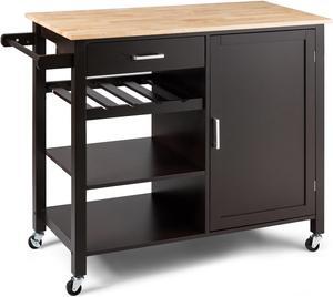 SlickBlue Kitchen Island Cart Rolling Serving Cart Wood Trolley