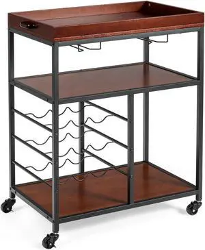 SlickBlue 3 Tiers Storage Bar Serving Cart with Wine Rack