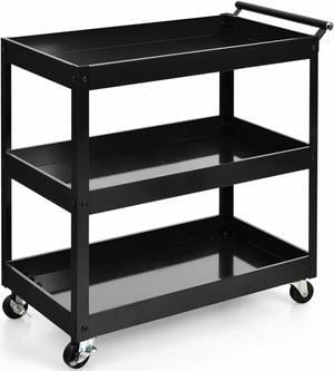 SlickBlue 3-Tier Utility Cart Metal Mental Storage Service Trolley-Black