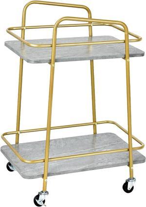 SlickBlue 2-tier Kitchen Rolling Cart with Steel Frame and Lockable Casters