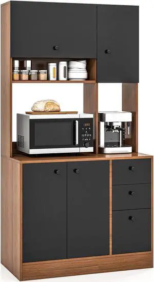 SlickBlue 71 Inch Kitchen Pantry with 3 Storage Cabinet and 3 Deep Drawers