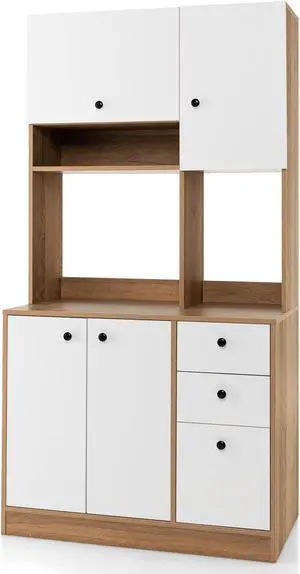 SlickBlue 71 Inch Kitchen Pantry with 3 Storage Cabinet and 3 Deep Drawers